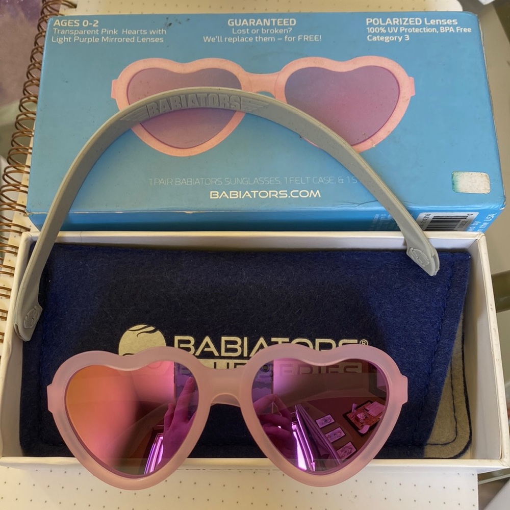 Babiator heart shaped sunglasses, 0-2 years, pink